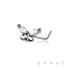 CZ PRONG BUTTERFLY 316L SURGICAL STEEL L SHAPE NOSE RING